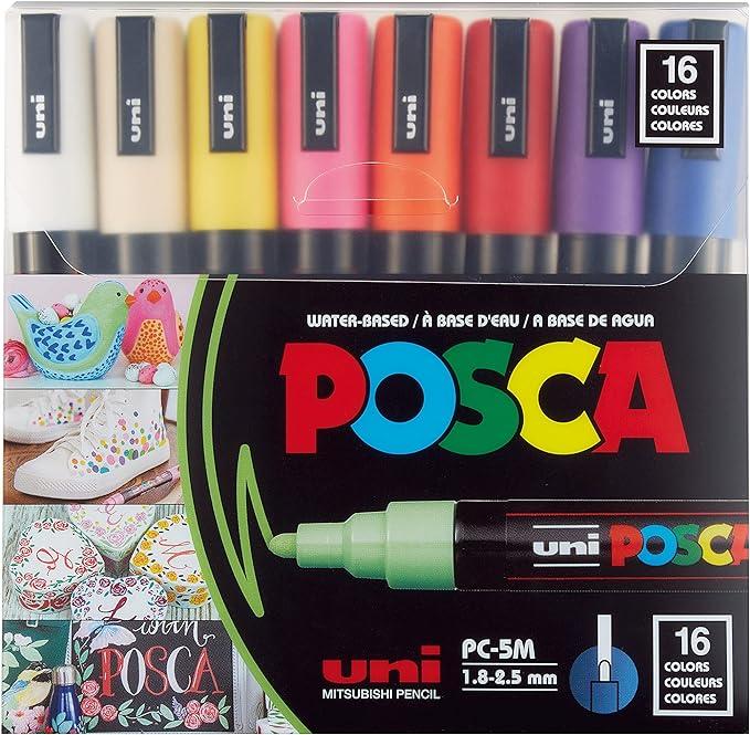 MARCADOR UNI  POSCA PC 5M ESTUCHE  X16 COLORES 