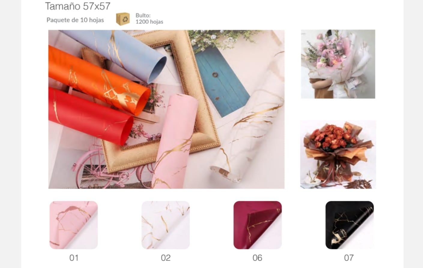 PAPEL COREANO 57X57 MARMOLADO PAQ X10  REXON 