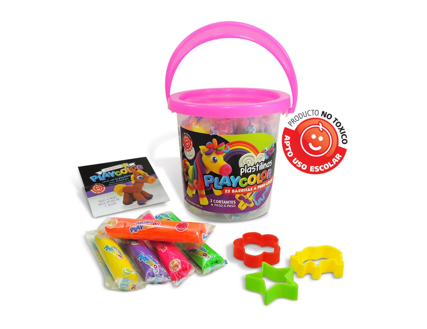  PLASTILINA BALDE PLAY COLOR  X 22U. + 3 CORTANTES (850001)