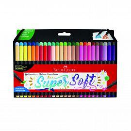 MARCADOR FABER CASTELL SUPER SOFT PTA. PINCEL X 50 COLORES (556050