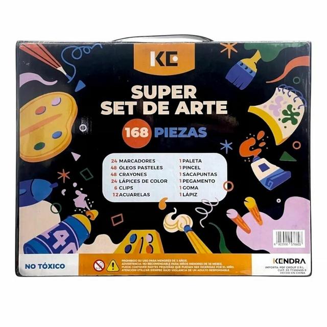 SUPER SET VALIJA  ESCOLAR DE ARTE  168 PIEZAS KENDRA 