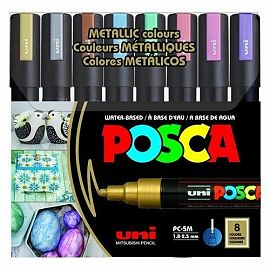 MARCADOR POSCA  PC 5M METALIZADO ESTUCHE   X8 COLORES 