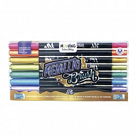 MARCADOR MOOVING DOBLE PUNTA METALICOS BLISTER X 8 COLORES