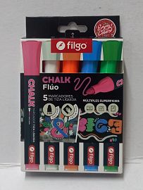 MARCADOR CHALK FLUO TIZA LIQUIDA X5 MULTIPLE SUPERFICIE FILGO