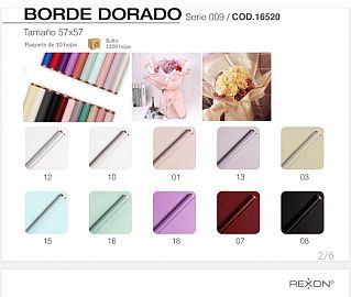 PAPEL COREANO 57X57 BORDE DORADO PAQ X10 REXON 