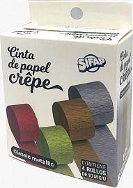 CINTA PAPEL CREPE METALIZADO CAJA X4  ROLLOS SIFAP